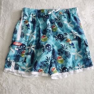 🏝️ Ingear Tropical Blue Men’s Shorts – Size XXL, NWT, Skull Pirate Pattern